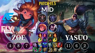 AF Fly Zoe vs Yasuo Mid - KR Patch 11.5