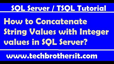 How to Concatenate String Values with Integer values in SQL Server - TSQL Tutorial