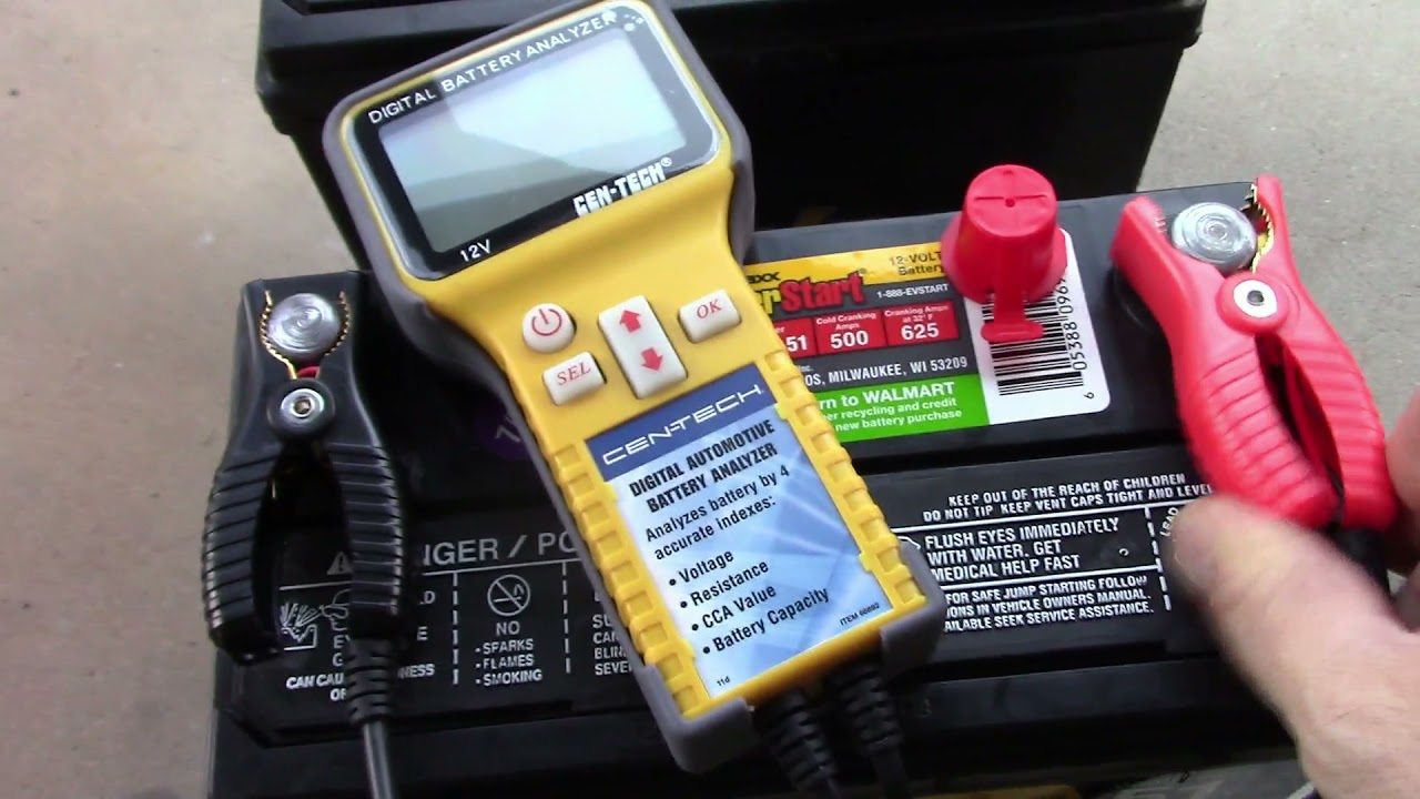 Cen Tech battery analyzer how to test a car battery - YouTube