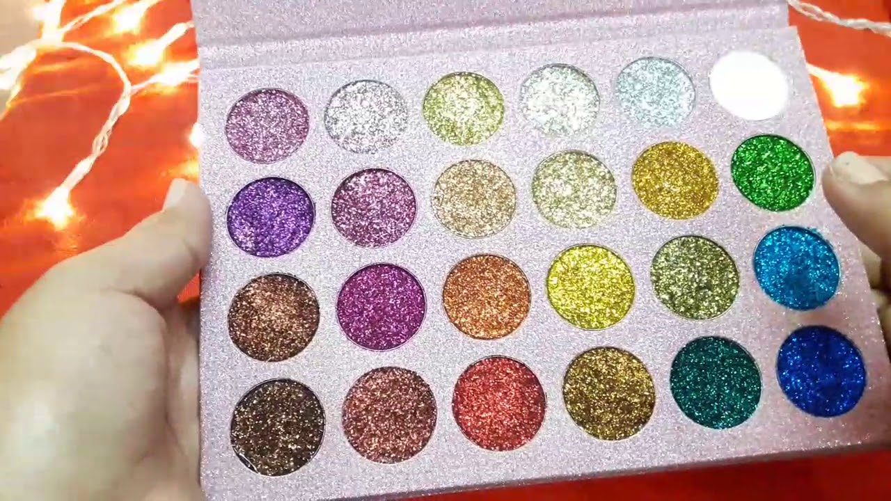 24 Glitter EyeShadow Palette Review Affordable aur Haseen ColoursAh