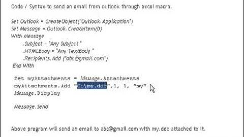Excel Macro to Send Email from Outlook with attachment