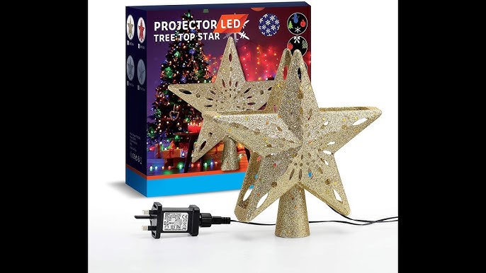 Joiedomi 10 Gold Star Tree Topper w/Projectorights 