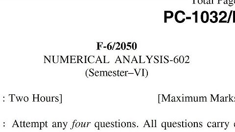 Numerical analysis final exam question paper/2020/Punjabi University /Bsc maths and computing/