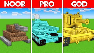 Minecraft Battle: TANK HOUSE BUILD CHALLENGE - NOOB vs PRO vs HACKER vs GOD in Minecraft!