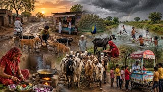 Rain in Deep Desert: Real Village Life & Traditional Cooking | Marwar Desert ASMR