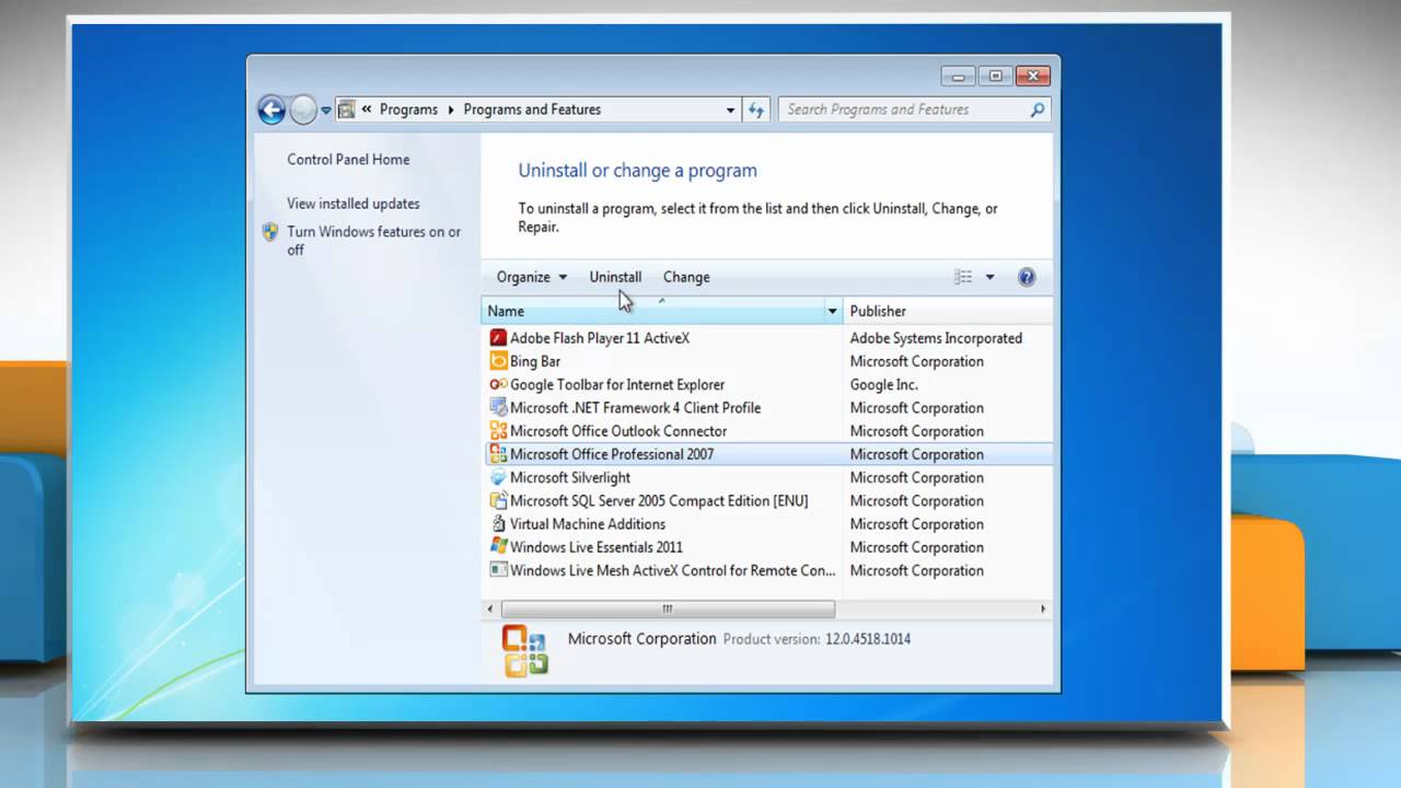 How to uninstall Microsoft® Office 2007 from Windows® 7 - YouTube
