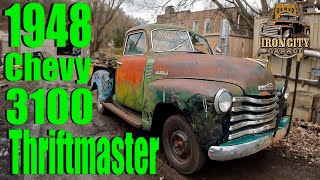 Will it run?? 1948 Chevy 3100 Thriftmaster. Short bed, barn find truck.