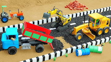 DIY Mini Tractor Builds Concrete Road After Thieves Blow It Up with Oil Drums | Science Project