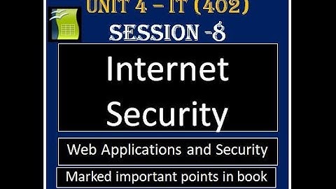 Class 10 IT 402 | Unit 4 Web Application | Internet Security | Content Marked From Book | Session 8