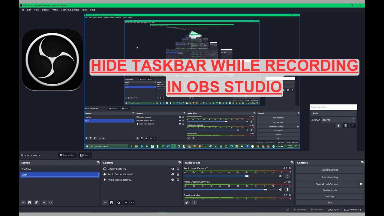How To Hide Taskbar While Recording In OBS Studio YouTube How To Hide Taskbar While Recording In OBS Studio YouTube