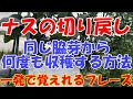 一発でわかるナスの切り戻し。2.3.4本仕立てにしても切り戻しをしないと放任栽培と一緒になりますので