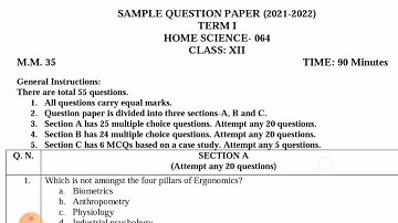 Cbse sample paper Home science class 12 term 1 2021 - 22