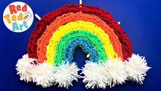 Finger Knitted Rainbow Craft - How to Finger Knit a Rainbow (plus finger pom poms!)