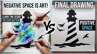 Positive &amp; Negative Space Explained: Draw a Lighthouse Silhouette (Beginner Art Lesson)