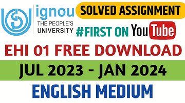 EHI 01 solved Assignment 2023-24| EHI 01 Ignou solved  Assignment 2023-24 FREE DOWNLOAD