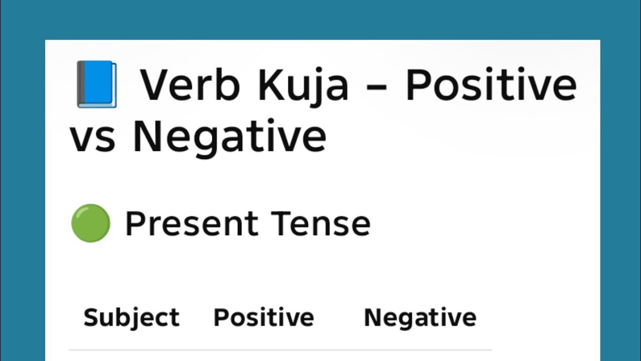 Verb kuja positive vs negative