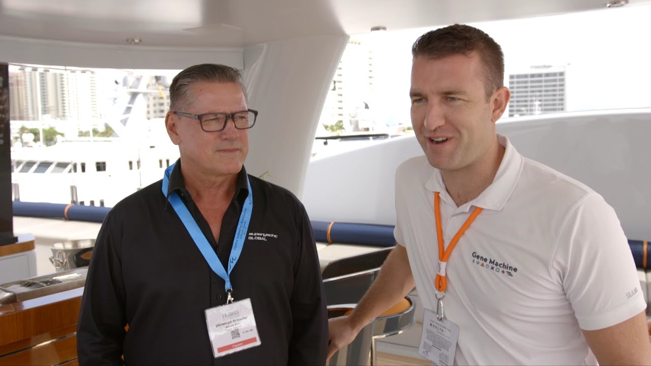 Onboard 55m Amels Superyacht Gene Machine with Captains Fraser Gow and Christoph Schaefer at FLIBS