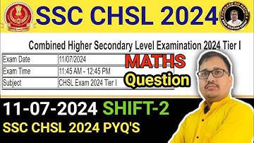 SSC CHSL 11 JULY SHIFT 2 | SSC CHSL 2024 SOLUTION PRAKASH SIR | CHSL 11/07/2024 MATHS QUESTION#chsl