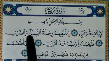 سورة قريش مكتوبة | سورة رقم 106 | القارئ مجهول