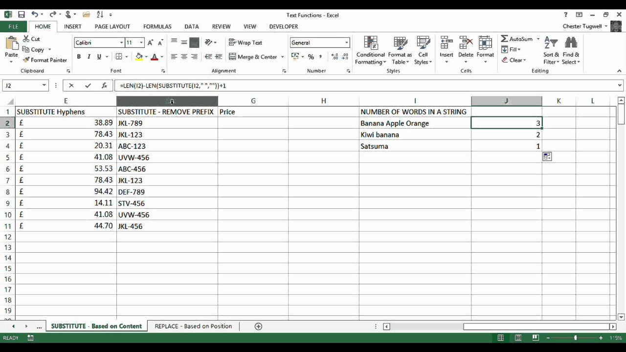 Replace Text In Excel Using Substitute & Replace –