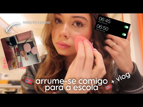 arrume-se comigo para a escola na Noruega 🇳🇴  + vlog na escola  *mostrei a escola toda* 📚🎧