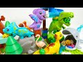Satisfying Building Block coaster ☆ Marble Run ASMR funny dinosaurs and whale course