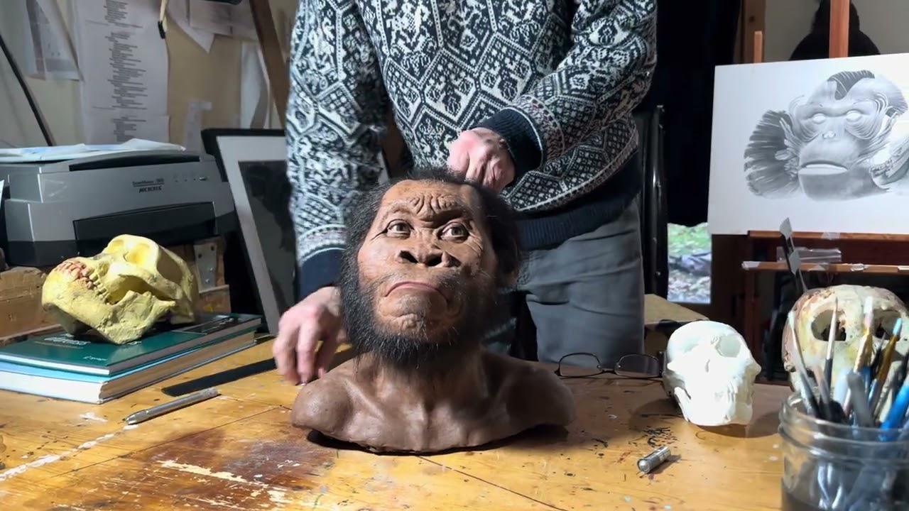 Paleoartist John Gurche works on Hominid (short)