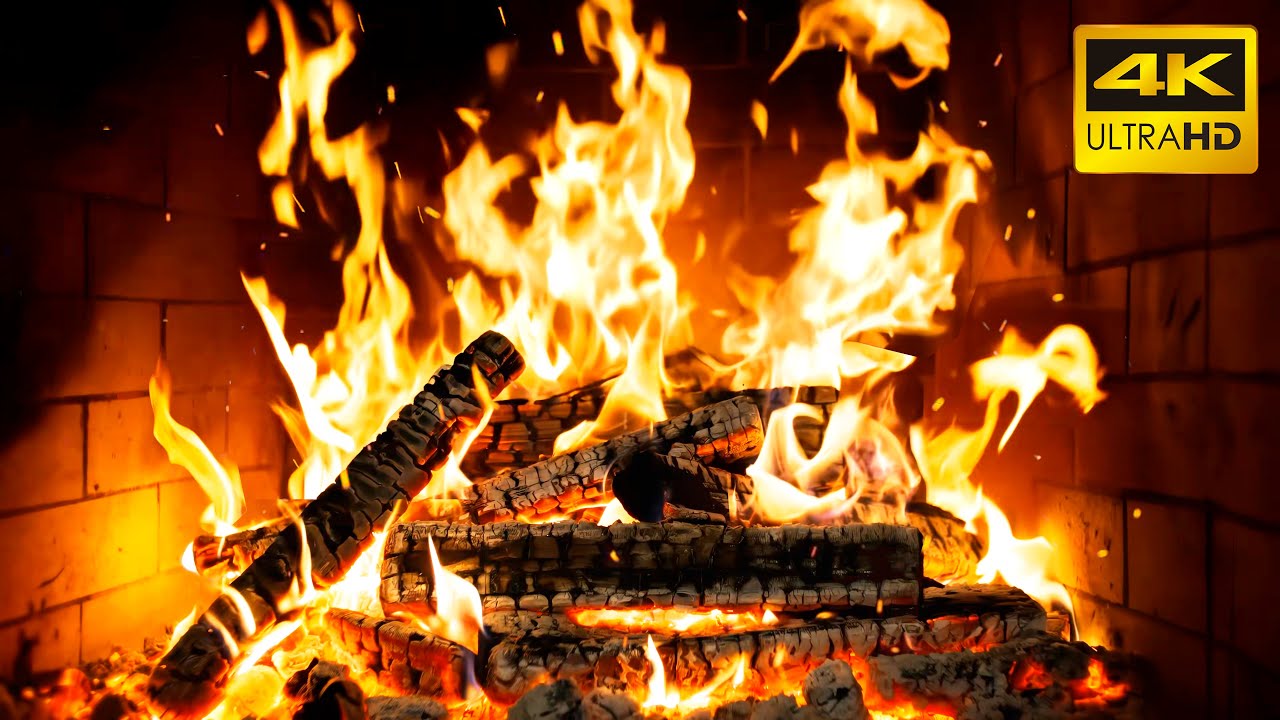 🔥 Камин с треском дров, уютный огонь 24/7 для рождественской атмосферы (Fireplace 4K)