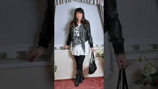 Tanya Melody shorts 245 Crossdressing fashion - Leather jacket styled look.