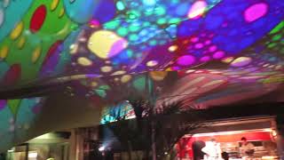 projection on stretchy tent inside