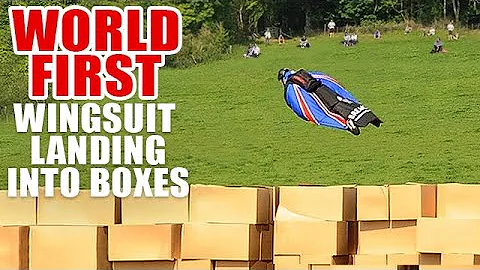 World’s First Wingsuit Landing into Boxes Without Using Parachute