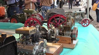 Running miniature handmade engine & tractor - Start up sound