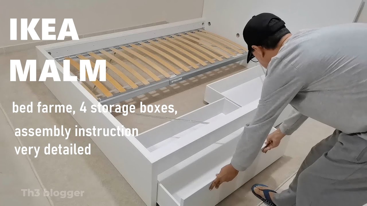 patroon ader steekpenningen IKEA MALM bed frame, 4 storage boxes, assembly instructions very detailed -  YouTube