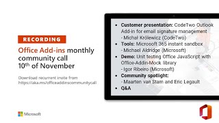 Office Add-ins community call – November 2021