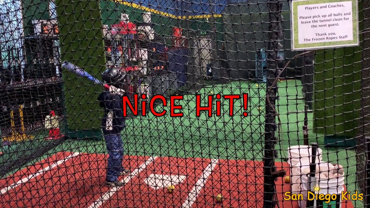 小学1年生アメリカのバッティングセンター初体験！Frozen Ropes in San Diego YouTube