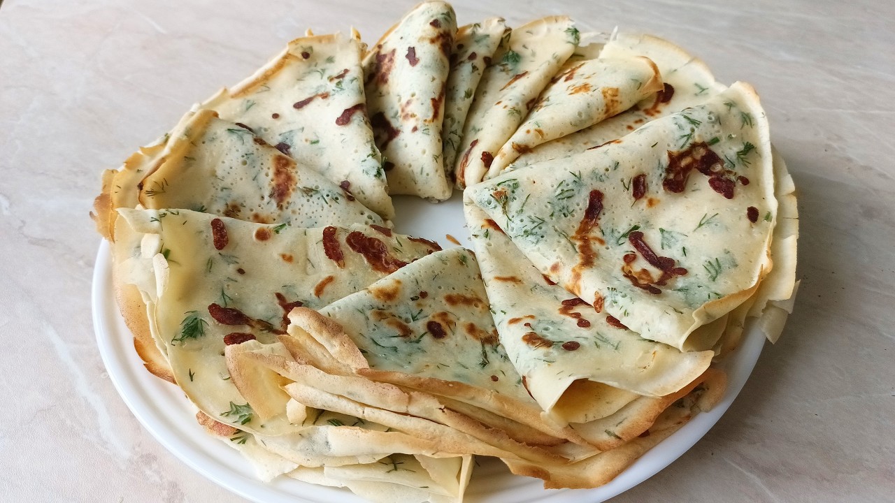 Hot pancakes with stretchy cheese