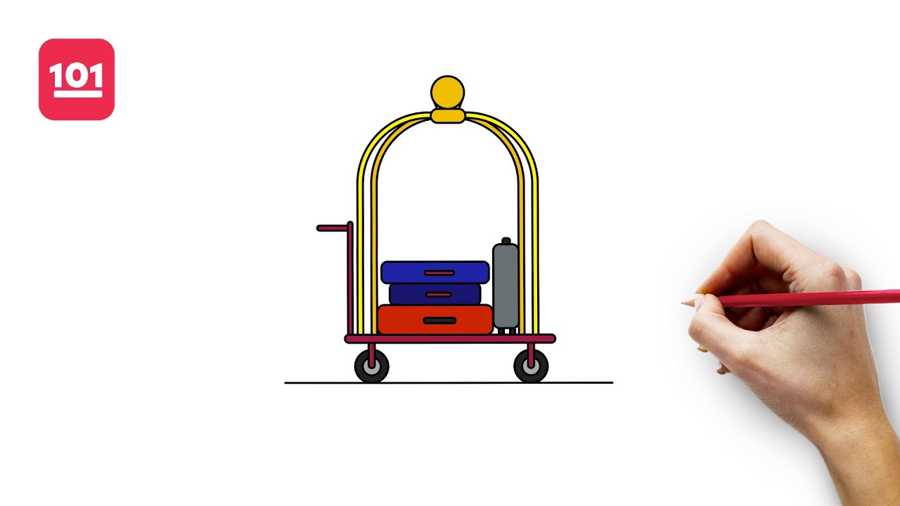 How to Draw a Luggage cart | Easy Step-by-Step Drawing Tutorial - YouTube