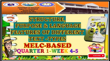 STRUCTURE, PURPOSE AND LANGUAGE FEATURES OF DIFFERENT TEXT TYPES