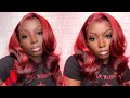 Burgundy Hair + Red Highlights 🍒 | Color + Frontal Wig Install | The Love Series EP 2