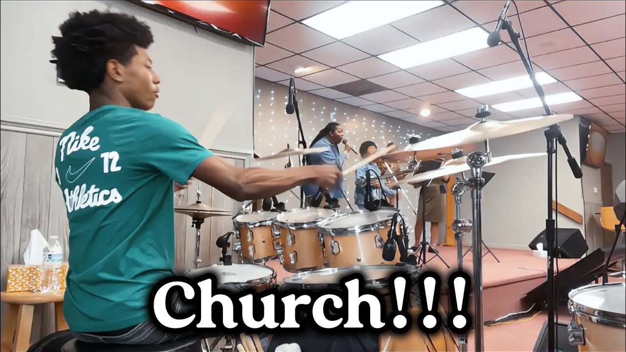 Playing drums at church (praise break at the end)