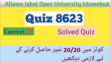 Quiz 8623 | aiou | Solved quiz 8623