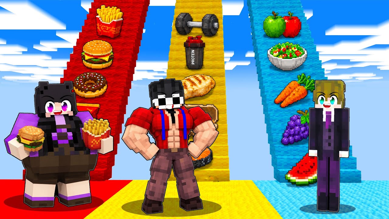 GYM vs FAT vs THIN Stairs Battle in Minecraft!!