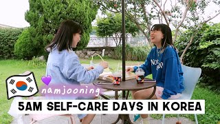 5AM Self-Care Days In Korea (getting vaccinated, Namjooning, cooking & visiting cafe) | Q2HAN