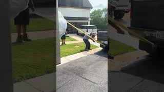 That’s one way to unload a roll of turf! 😂 #ltl #trucking