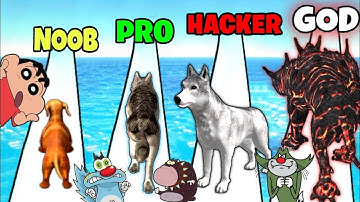 NOOB vs PRO vs HACKER vs GOD | In Doggy Run Game | With Oggy, Jack, Shinchan, Bob | OGGMER YT