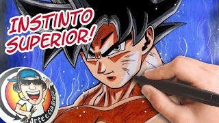 Como Desenhar Goku Instinto Superior Completo com Aura - How to Draw Goku  Ultra Instinct Complet. 