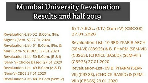 Mumbai university Revaluation result || 2nd half 2019 || tybcom ,tybsc ,B.ARCH
