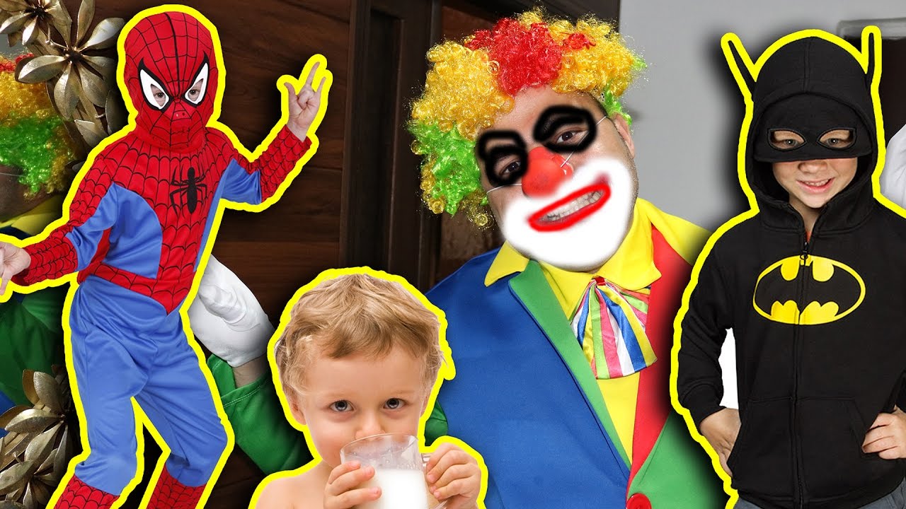 batman and spiderman vs bad clown kids movie in real life - YouTube