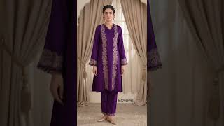 Zareen German Reyon Embroidered Purple 2-Piece Set Shirt Length:32SIZES- M,L,XL,XXL,XXXL💜Price -1810