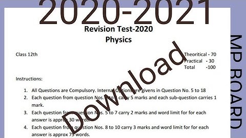 Revision Test Physics Class 12th Mp Board|Physics Revision Test Solution|English Medium|GENIUS CLASS
